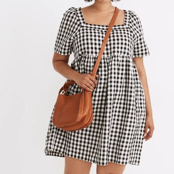Madewell Black and White Gingham Mini Dress - Picture 1 of 6